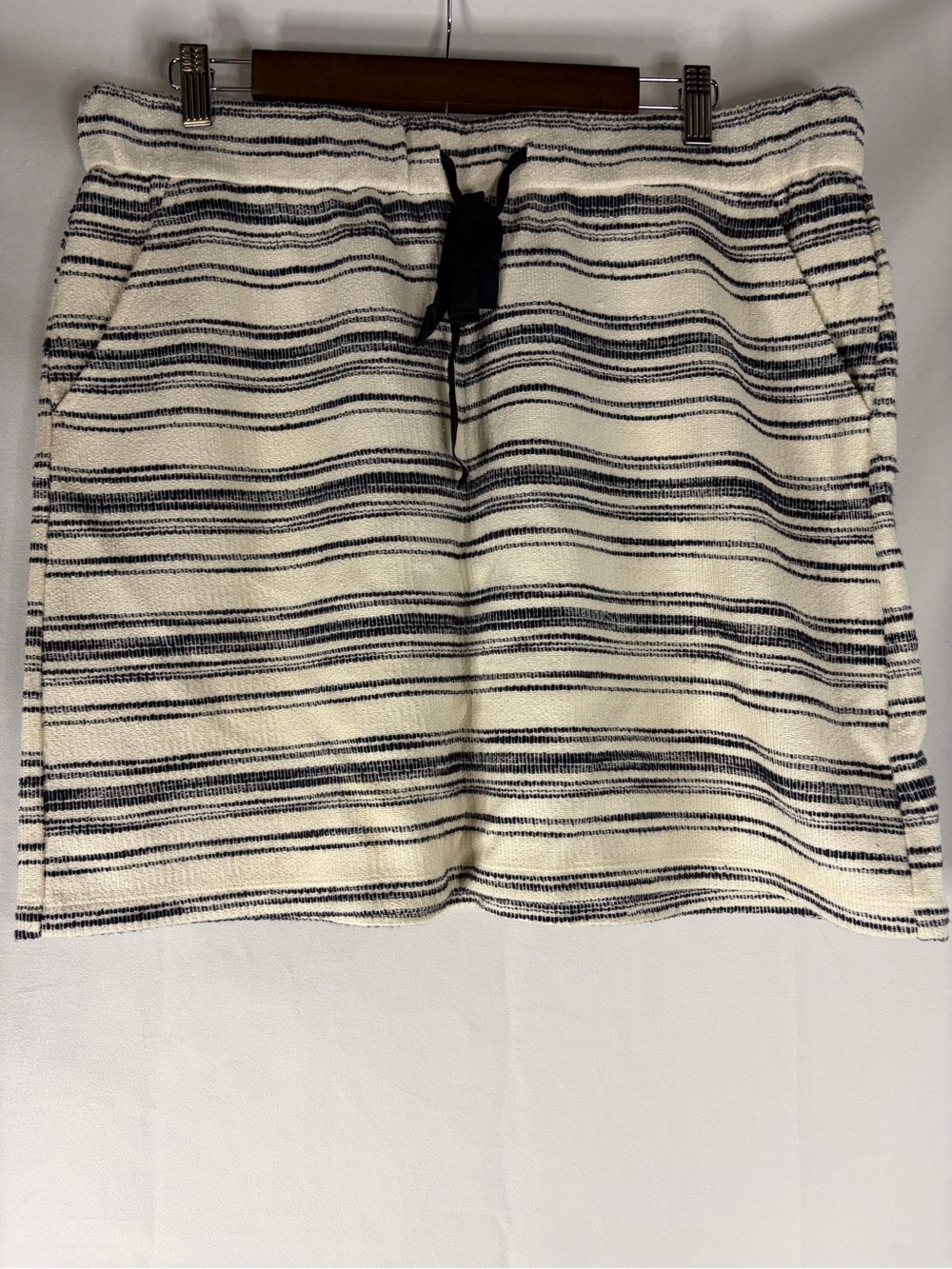 Casual Striped Drawstring Skirt - Cream & Navy